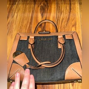 Michael Kors Tan and Black Satchel with Structured Design